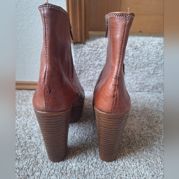 Marengo Womens Leather Mexican Zip Heeled Platform Artisan Booties Size 6.5 - Picture 4 of 9